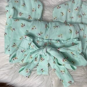 Fiorella girls floral linen lightweight tie waist pant size 6